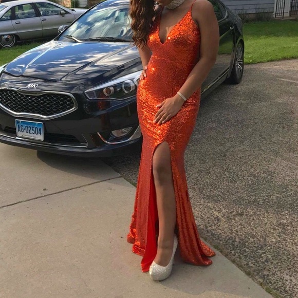 Orange sequin prom dress - Picture 2 of 3